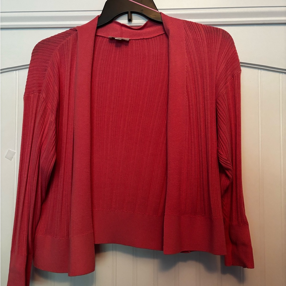 LOFT pink Ribbed Cardigan